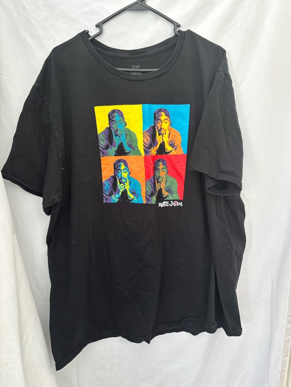 Poetic justice Black Short-Sleeve Graphic Tee with Color Block Portrait